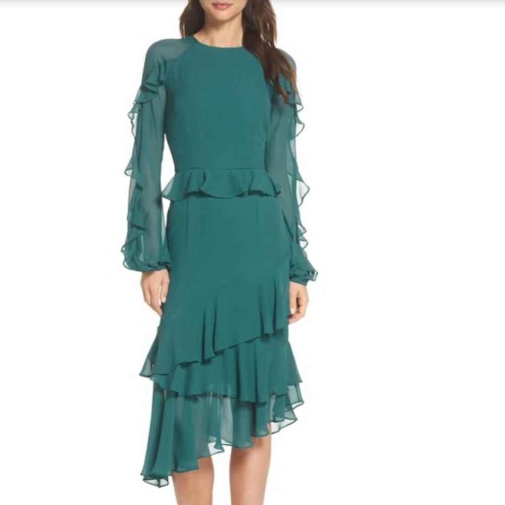 COOPER ST Dawn Drift Ruffle Midi Dress NEW